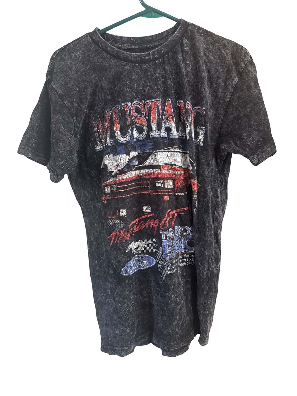 Ford Mustang Graphic Short Sleeve T-Shirt Acid Wash Black